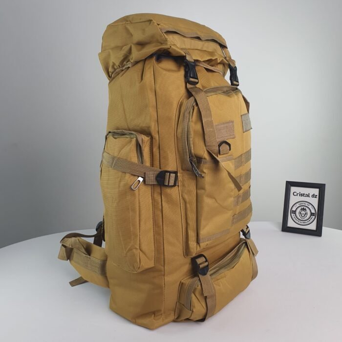 Lizbin  Sac à Dos de Randonnée De Camping 80L, Sac à Dos Tactique Militaire Molle Extra Large, Résistant à l'eau beige - Image 16