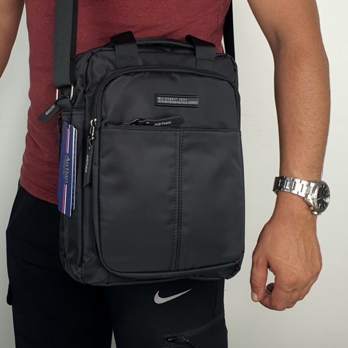 AOTIAN Sac à bandoulière  pour homme - Étanche - Noir - Pour le travail, les voyages, l'école, Noir - Image 11