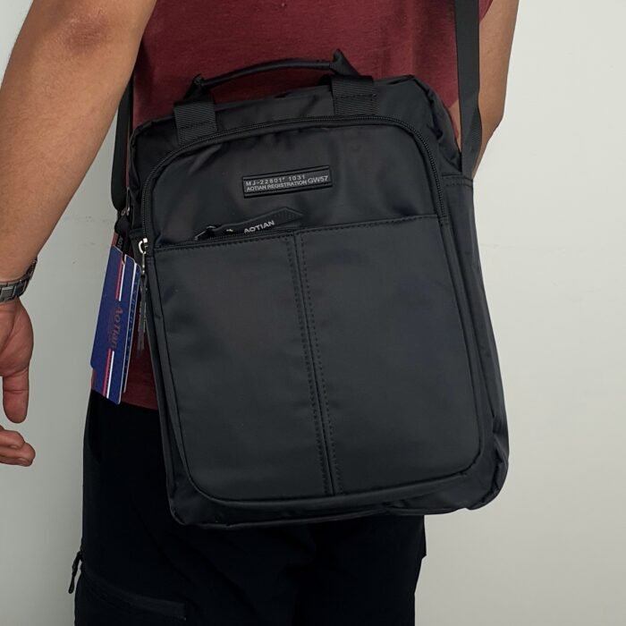 AOTIAN Sac à bandoulière  pour homme - Étanche - Noir - Pour le travail, les voyages, l'école, Noir - Image 10