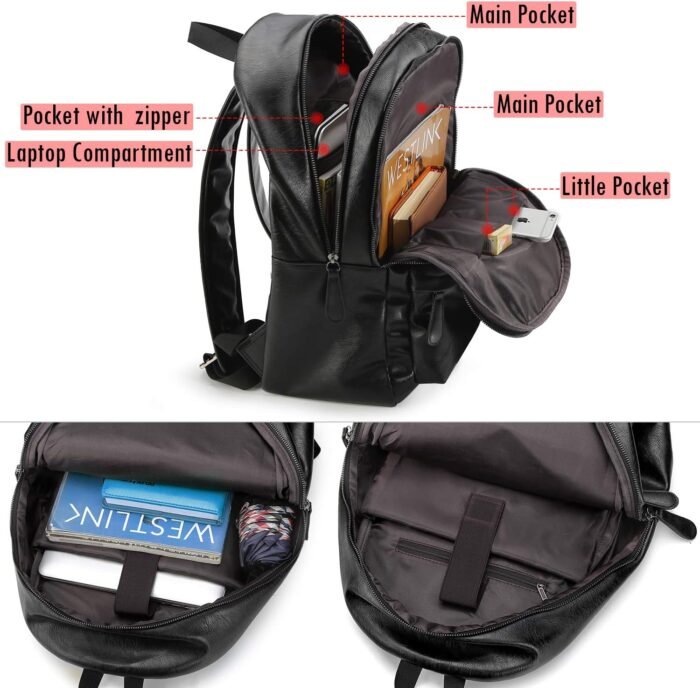 Baoblaze Sac à Dos en Cuir imperméable, résistant - Image 4