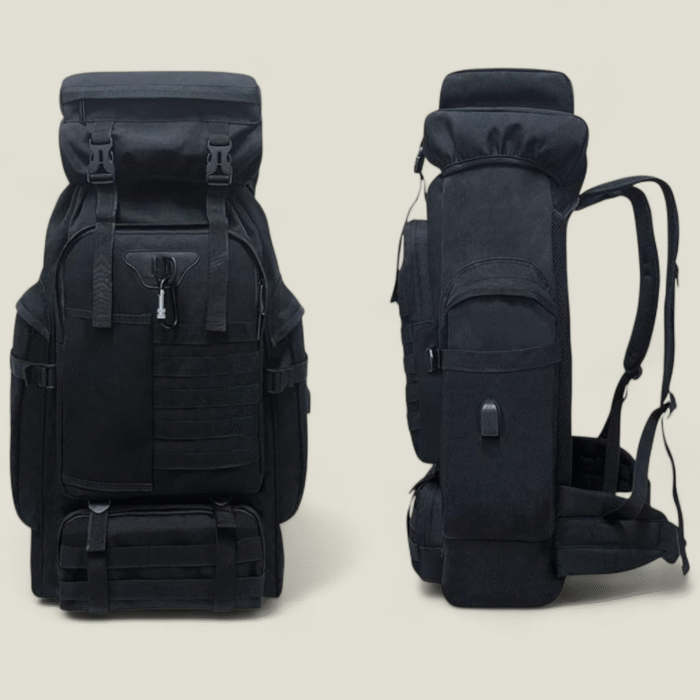 Lizbin  Sac à Dos de Randonnée De Camping 80L, Sac à Dos Tactique Militaire Molle Extra Large, Résistant à l'eau (Noir) - Image 1