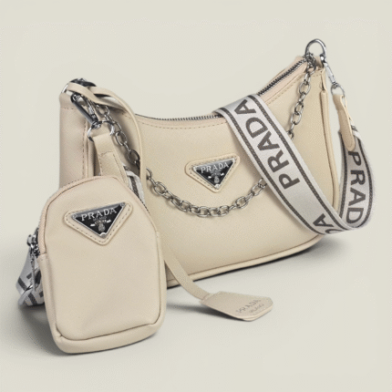 PRADA,sac et pochette et porte-monnaie la haute qualité 3 en 1 blanc avec la boîte